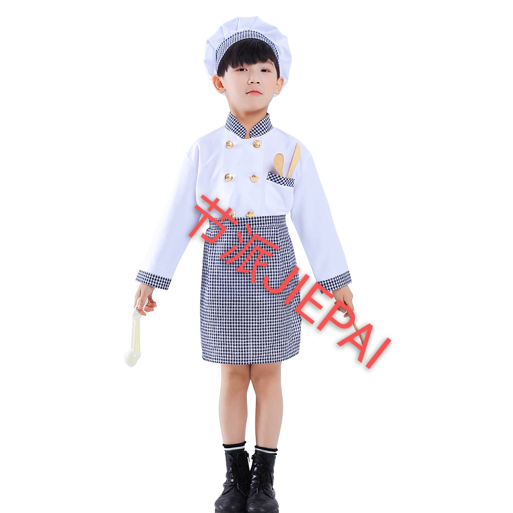 k0021 Children's Chef Costumes, Halloween role-playing Little chef Baking performance costumes, children's performance costumes, party clothes Item Picture