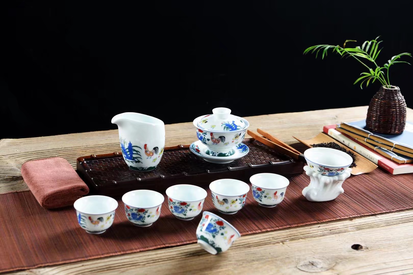 功夫茶具鸡缸杯套装白底实物图