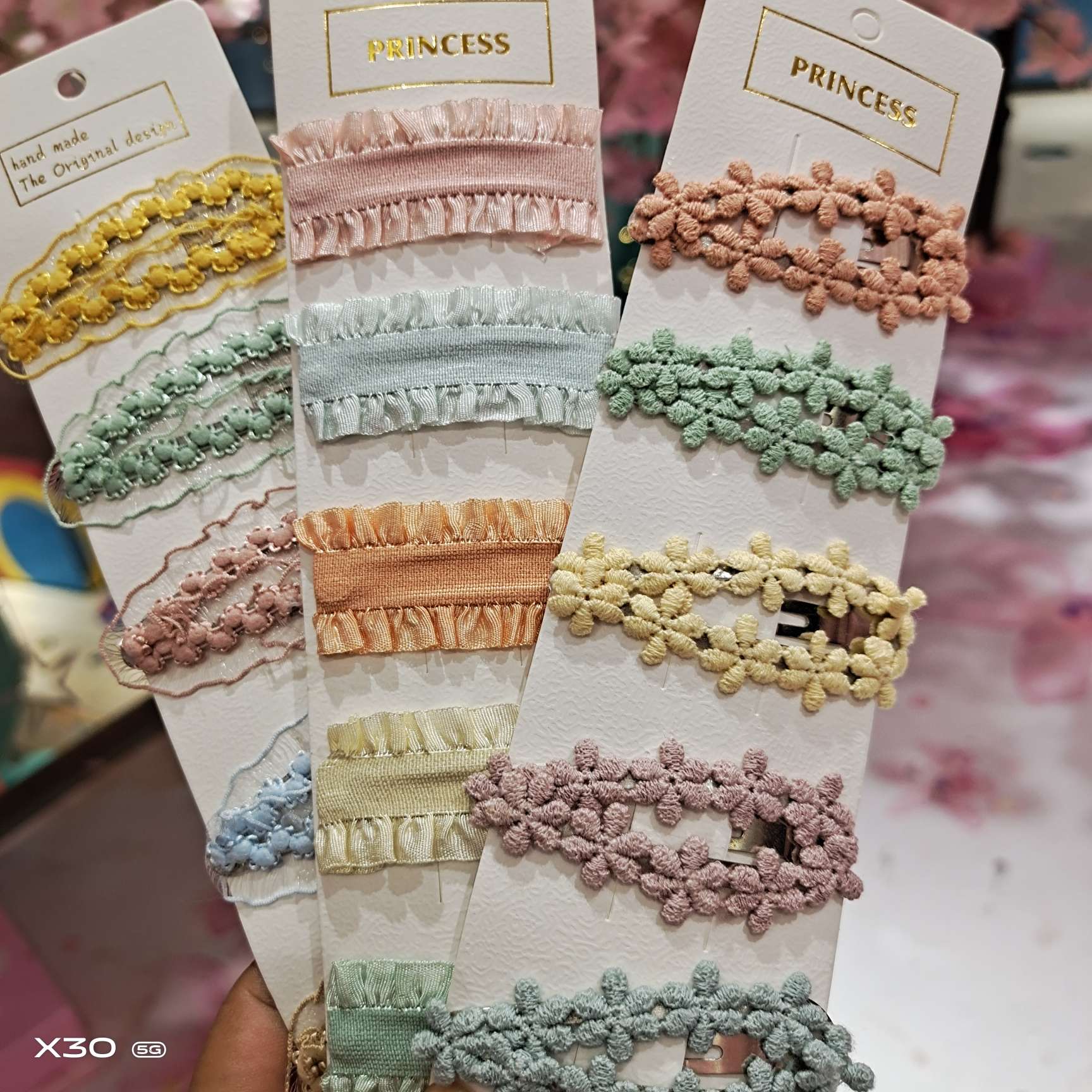 Korean version of spring fresh lace butterscotch color Hyuna flower girls hair clip BB clip edge clip accessories thumbnail