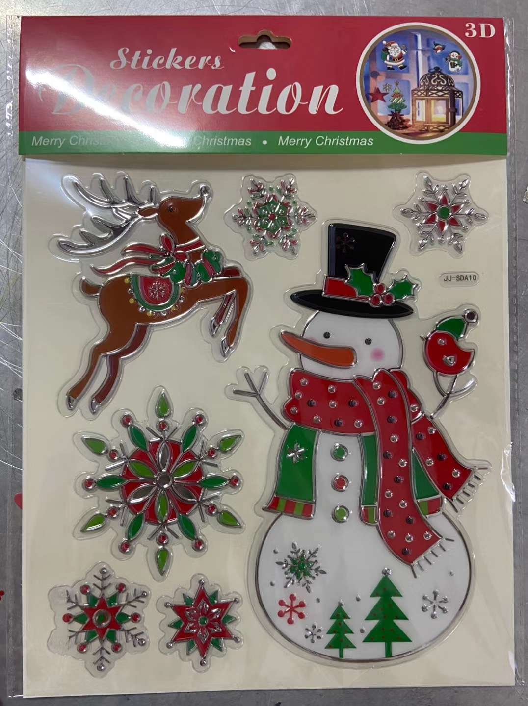 SDA Christmas Series Silver-embossed Vacuum Forming Stickers Item Picture