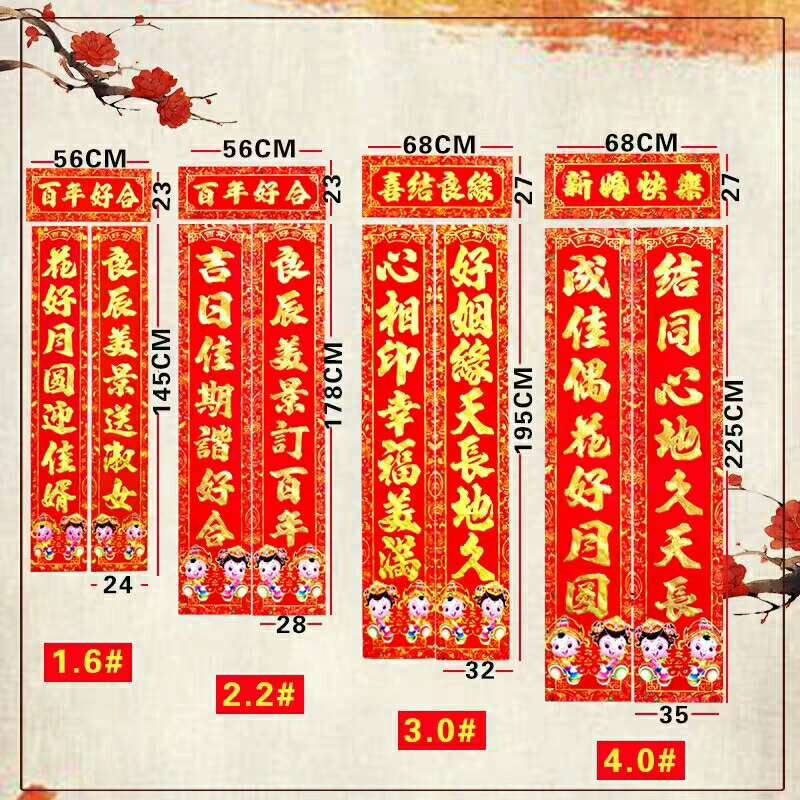 Wan Nian Feng 4-meter coated paper Golden Boy embroidered wedding couplets and New Year pictures for wedding decoration Application Scenario