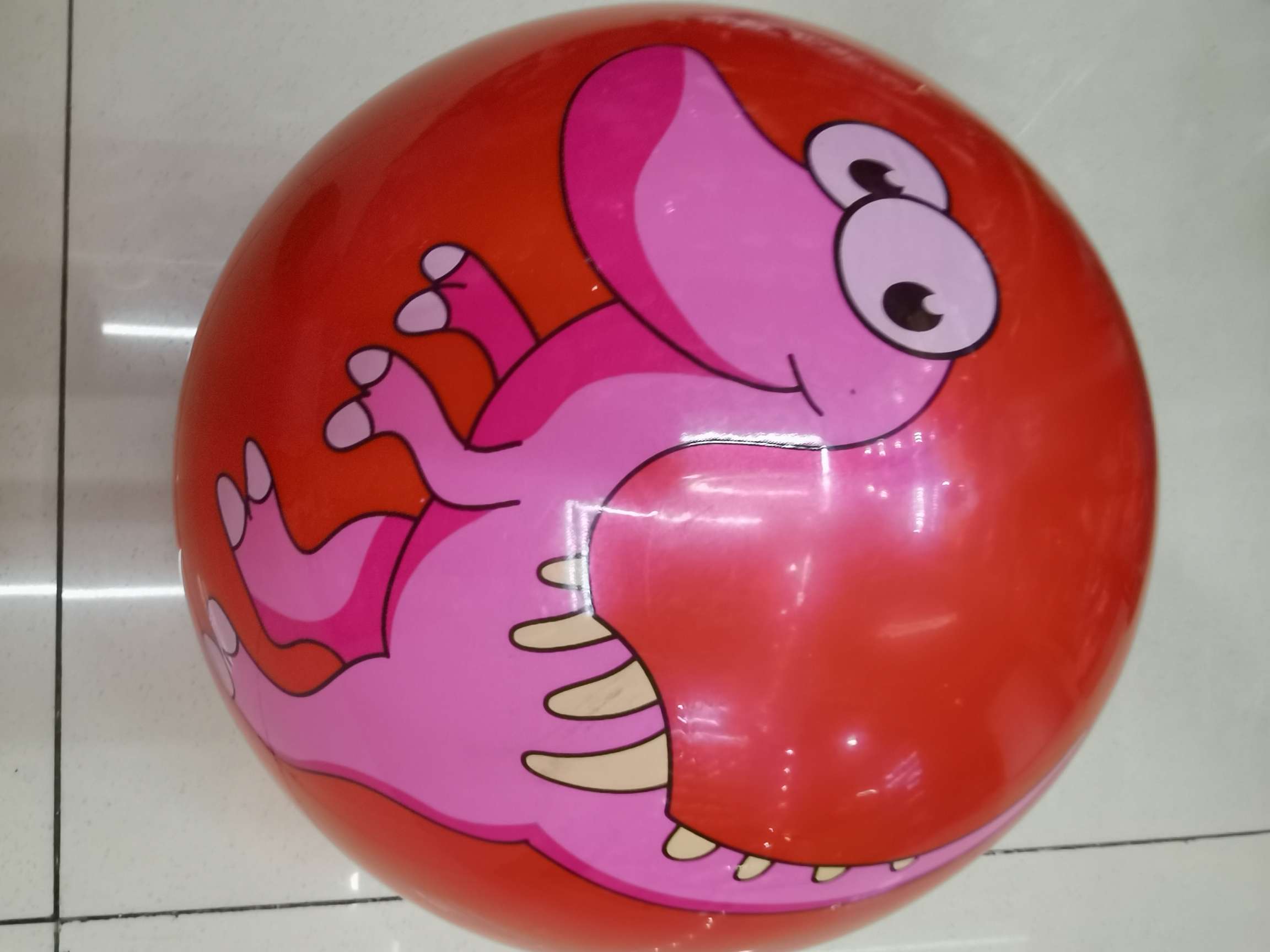 9寸全新料珠光贴恐龙大标球红色