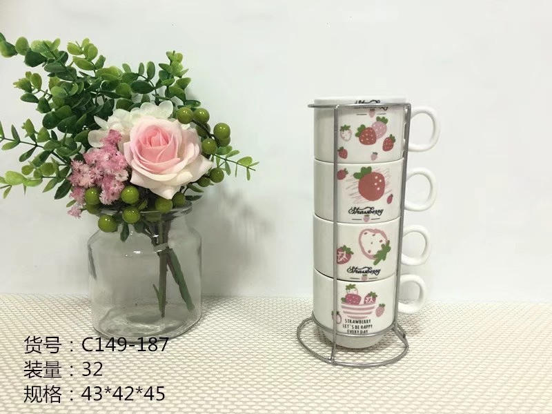 Creative and simple coffee set cups for office and home use, ceramic cups with stainless steel frames, and custom logos are supported undefined