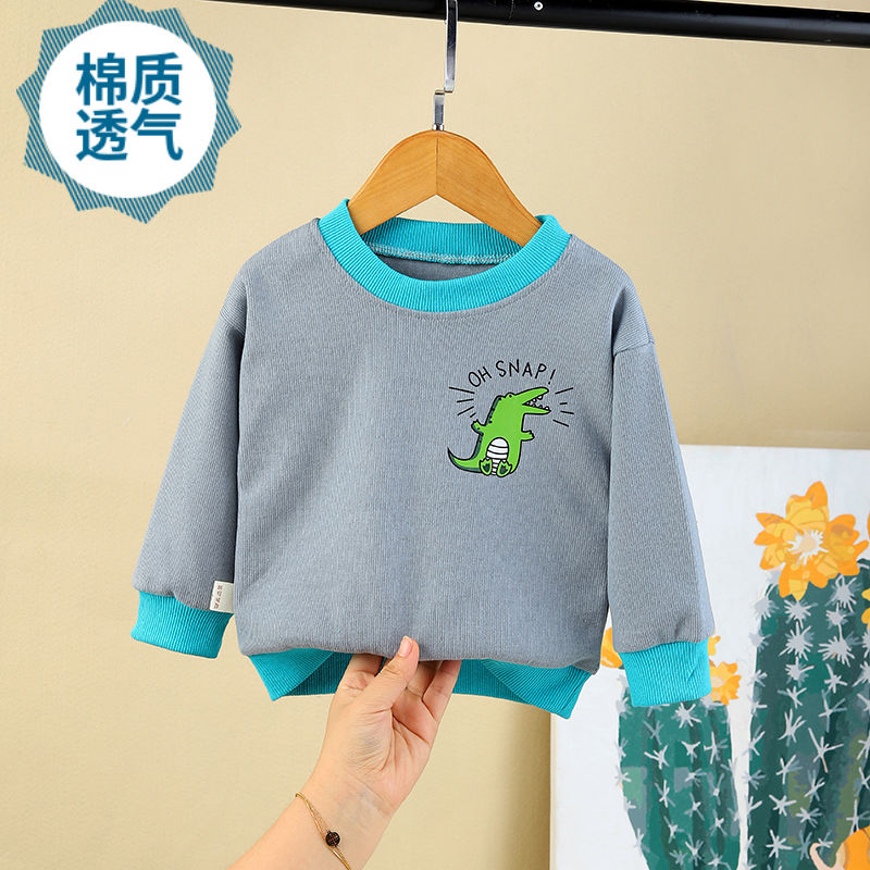 Hot style children's fall hoodie for boys and girls long sleeve T-shirt for children's top baby round collar base shirt trend thumbnail