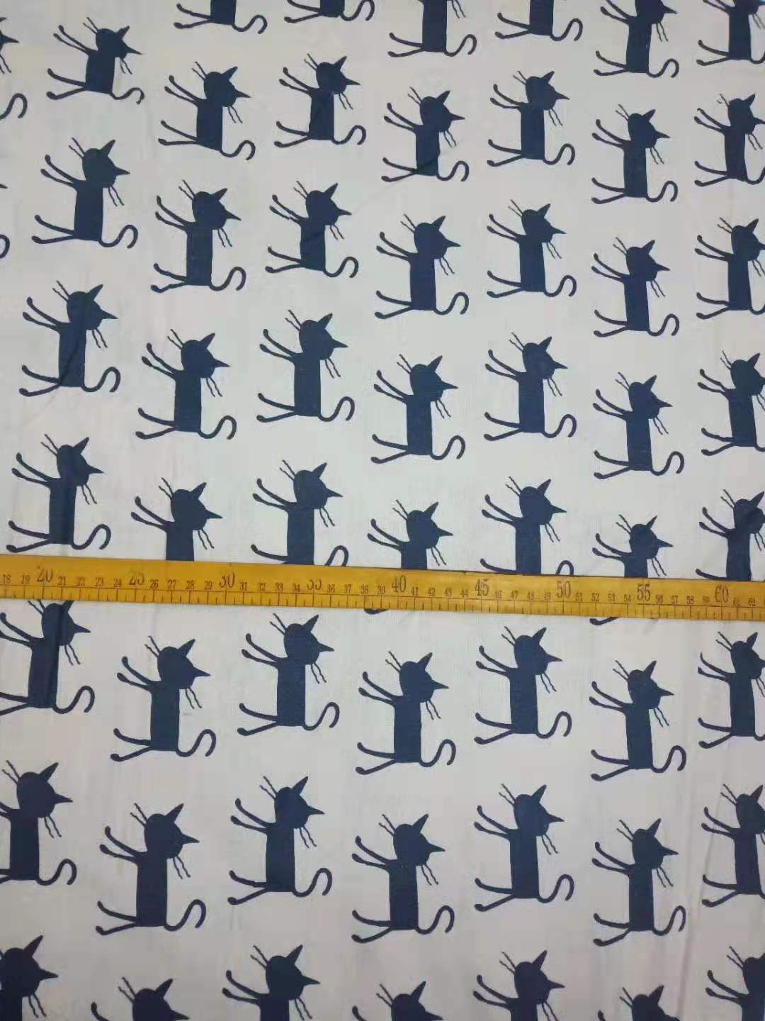 Small blue cat printed cotton and linen printed curtain pillow cushion printed linen luggage fabric processing DIY fabric thumbnail