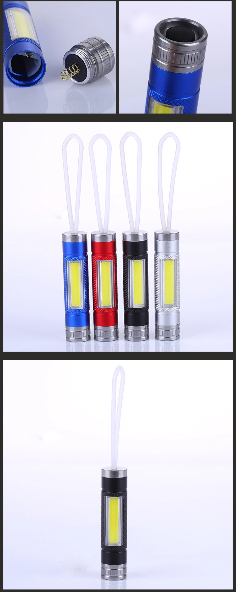 Wholesale of best-selling COB flashlights, keychains, hooks, flashlights, mini flashlights and lighting flashlights