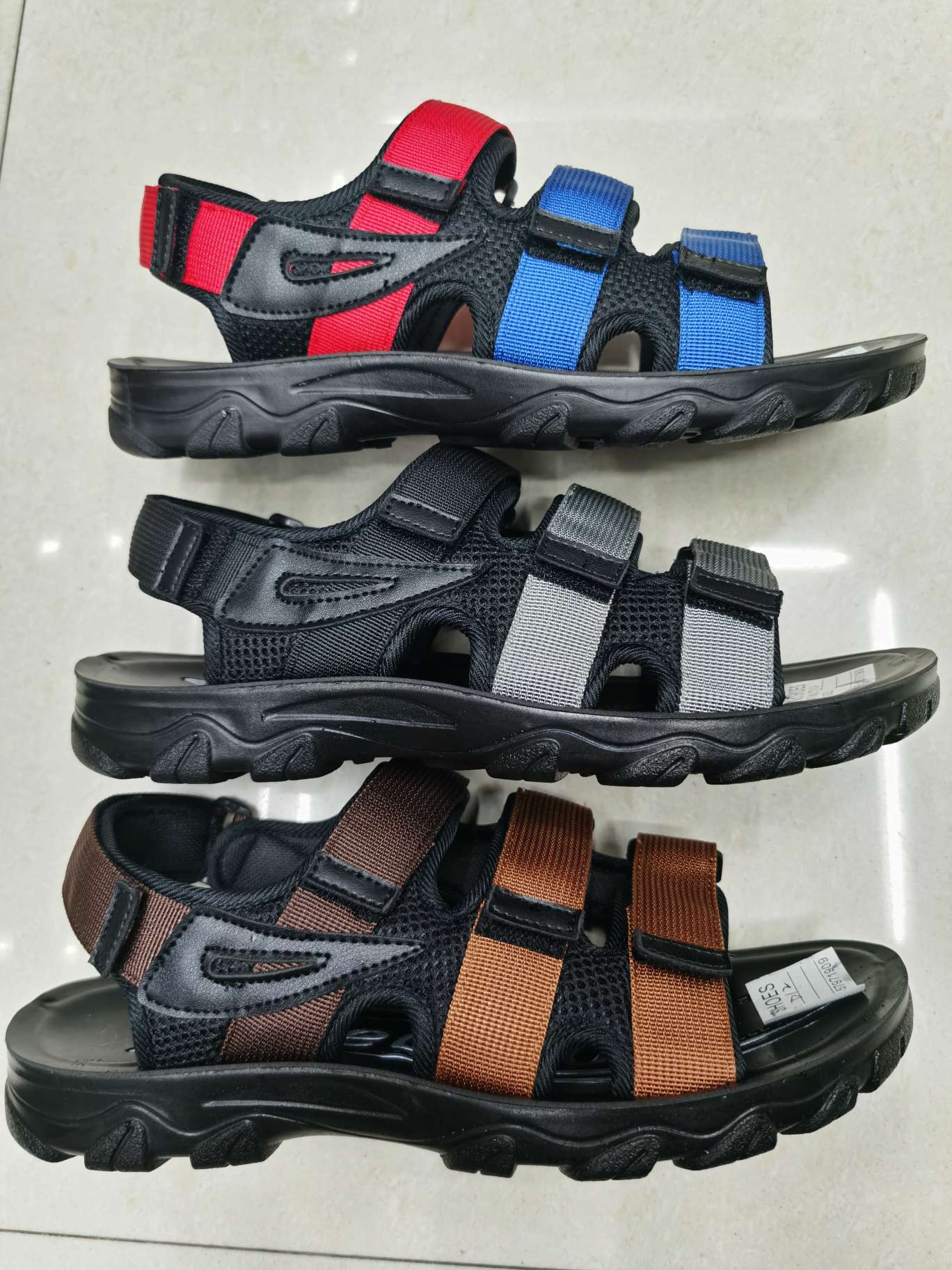 PU injection molded sole, PU leather beach shoes with upper webbed