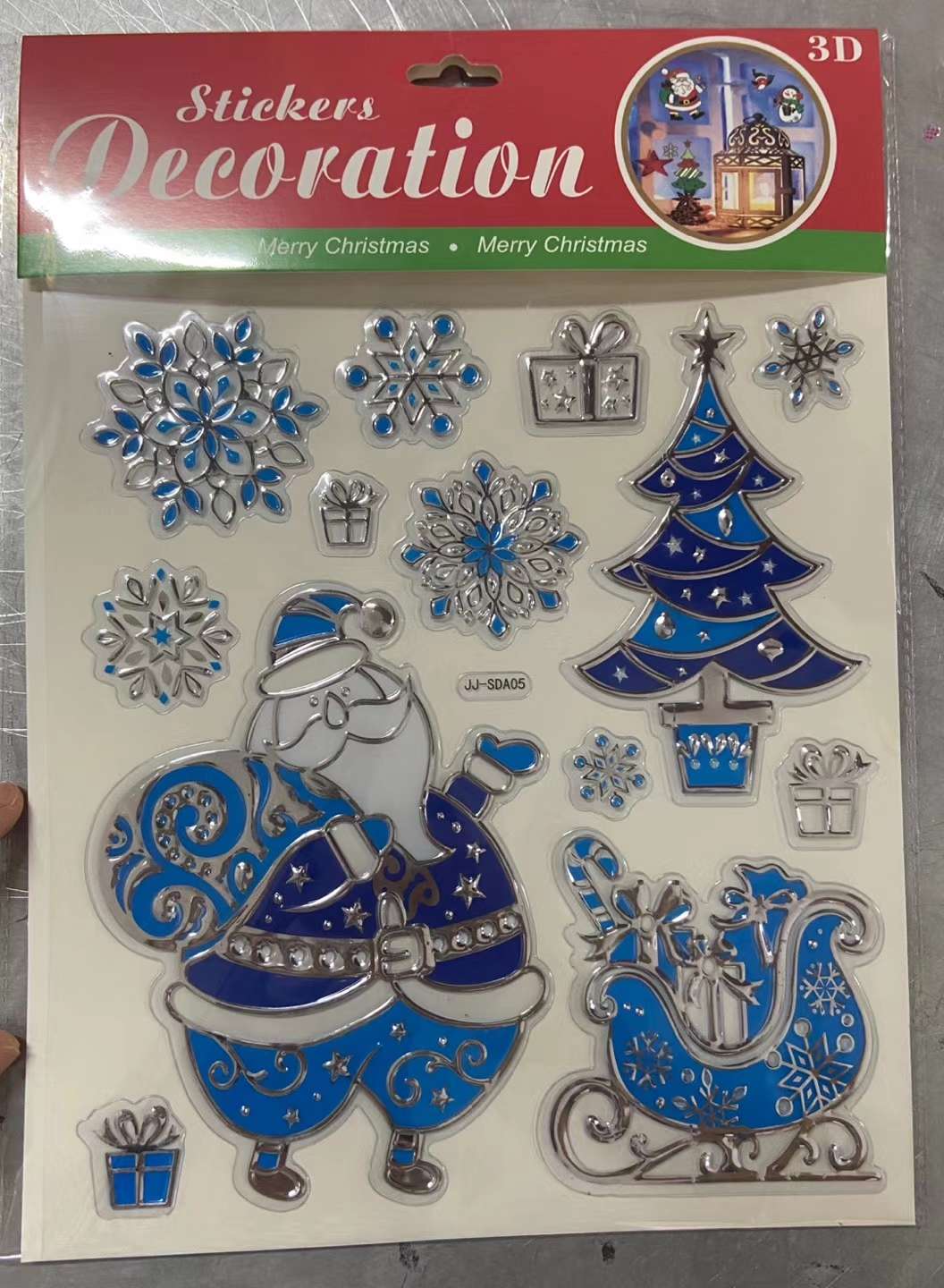 SDA Christmas Series Silver-embossed Vacuum Forming Stickers Application Scenario