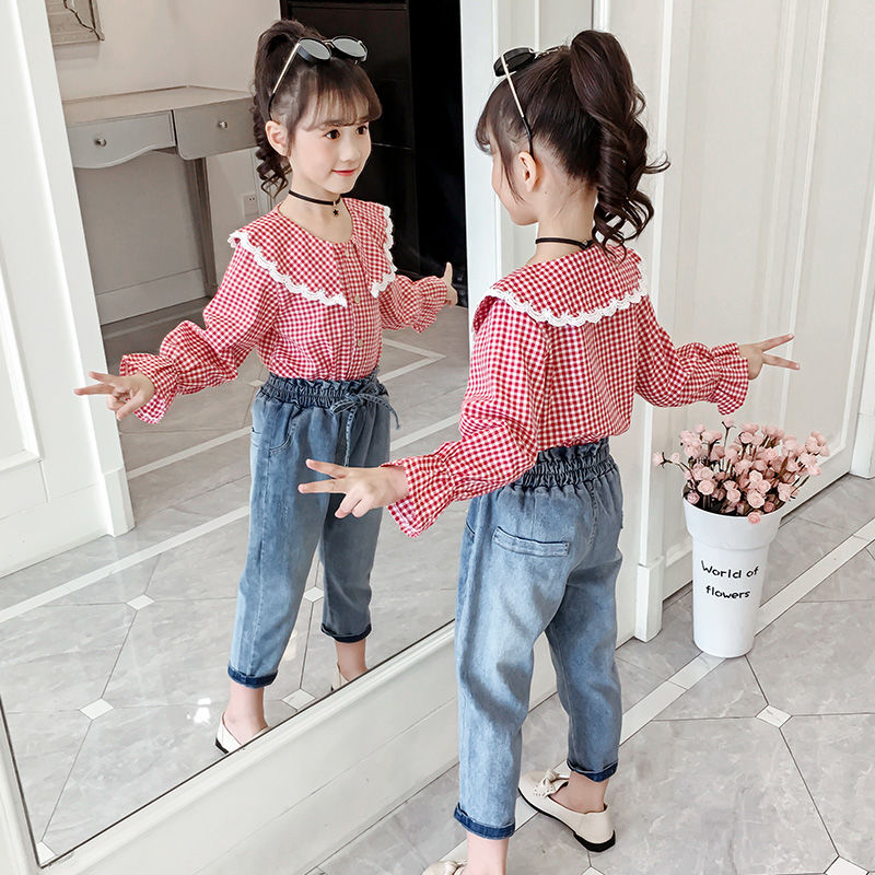 Web celebrity 2020 new web celebrity autumn two-piece suit for children spring and autumn thumbnail