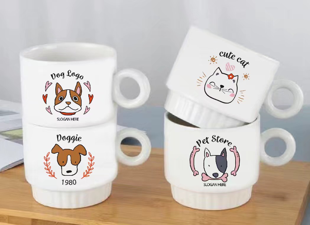 Creative and simple coffee set cups for office and home use, ceramic cups with stainless steel frames, and custom logos are supported undefined