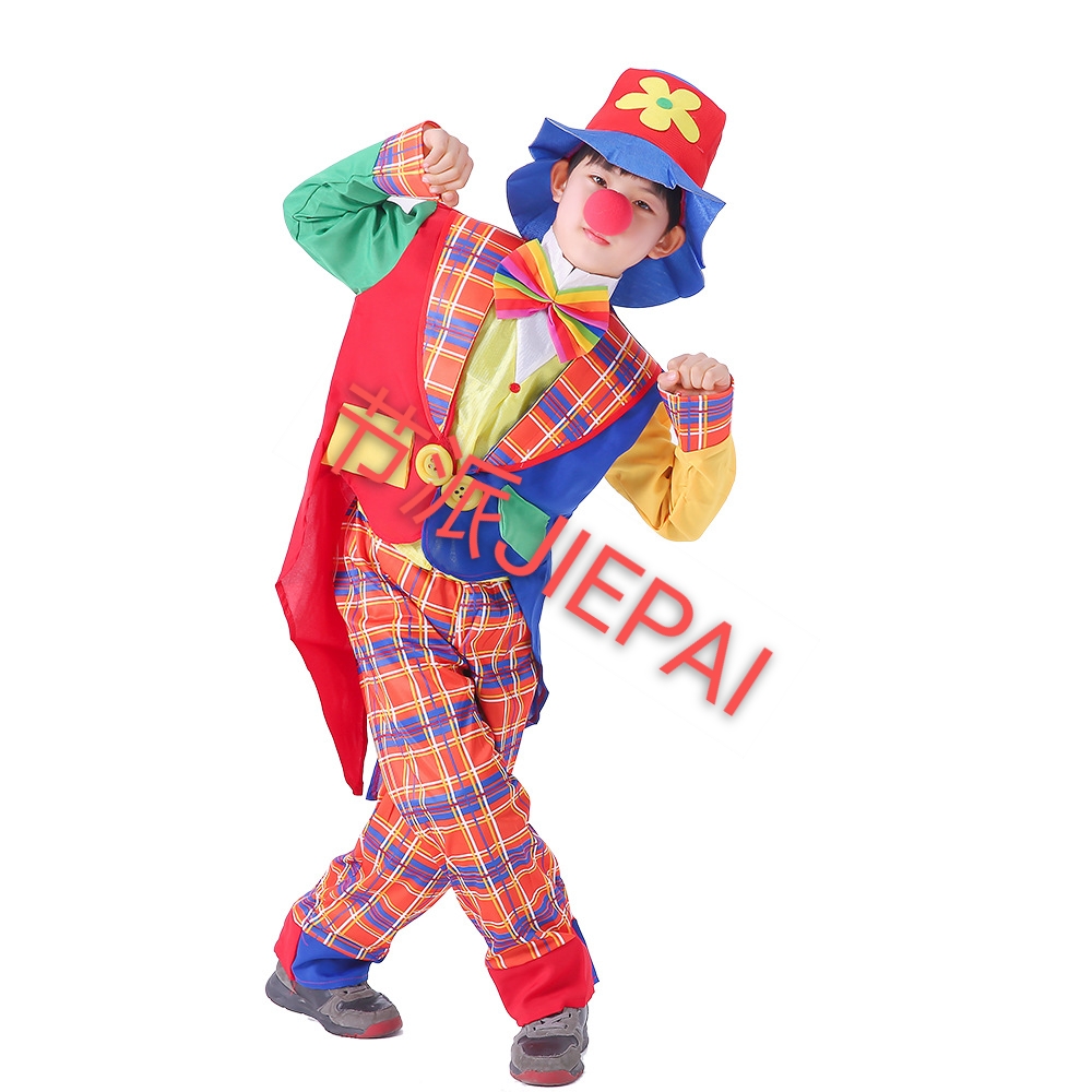 Children's clown costumes, Halloween children's performance costumes, party clothes, prop costumes