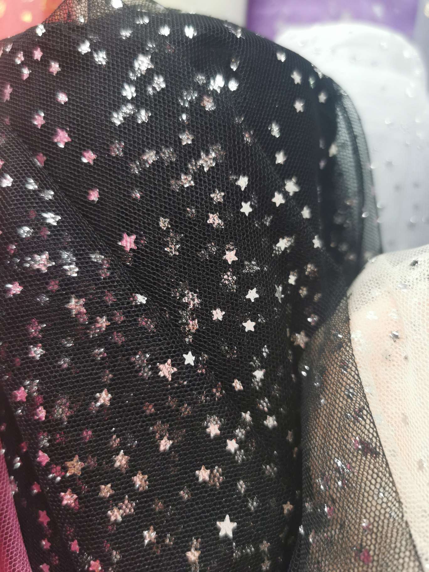 婚纱网纱银色五角星公主裙头饰服装背景图片黑色