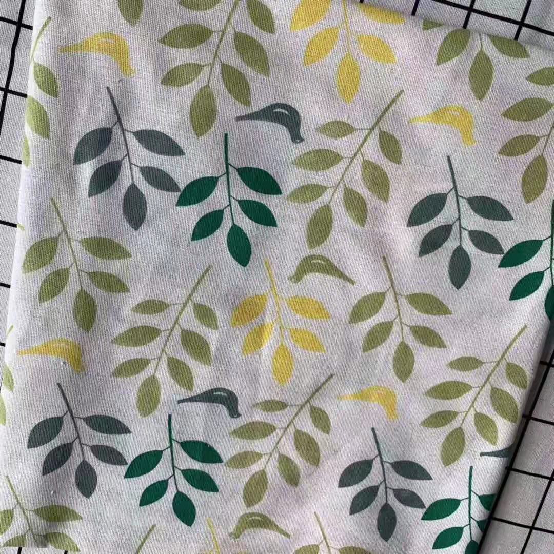 White leaf linen printed cotton and linen printed curtain pillow cushion printed linen luggage fabric processing DIY fabric thumbnail