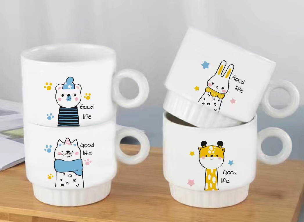 Creative and simple coffee set cups for office and home use, ceramic cups with stainless steel frames, and custom logos are supported undefined