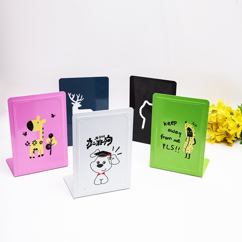Factory direct plate hollow book stand L - shaped metal custom book stand without printing monochrome color cartoon