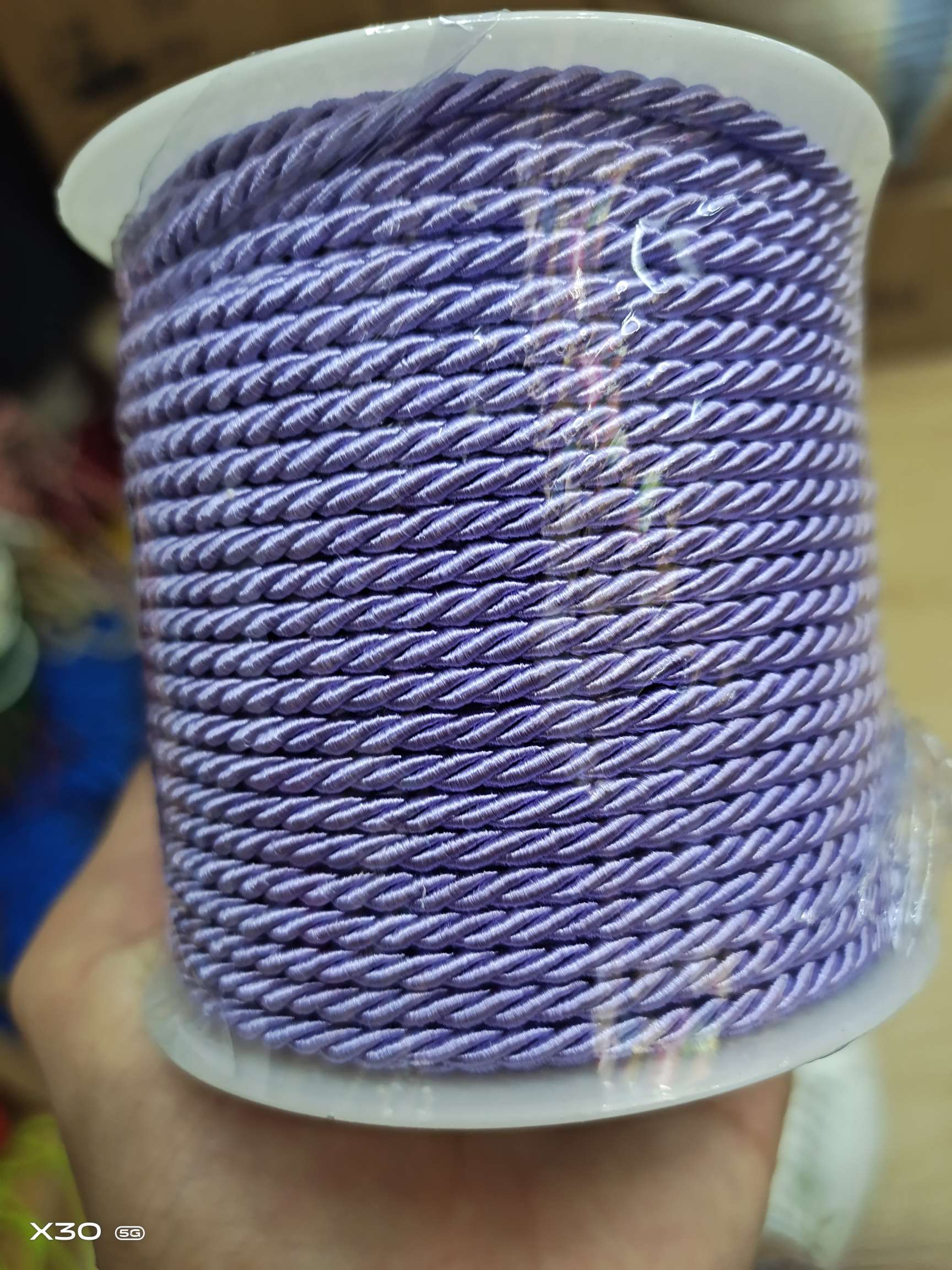 3mm cylindrical snow blue three-strand rope clothing accessory rope, 50 meters per cylinder