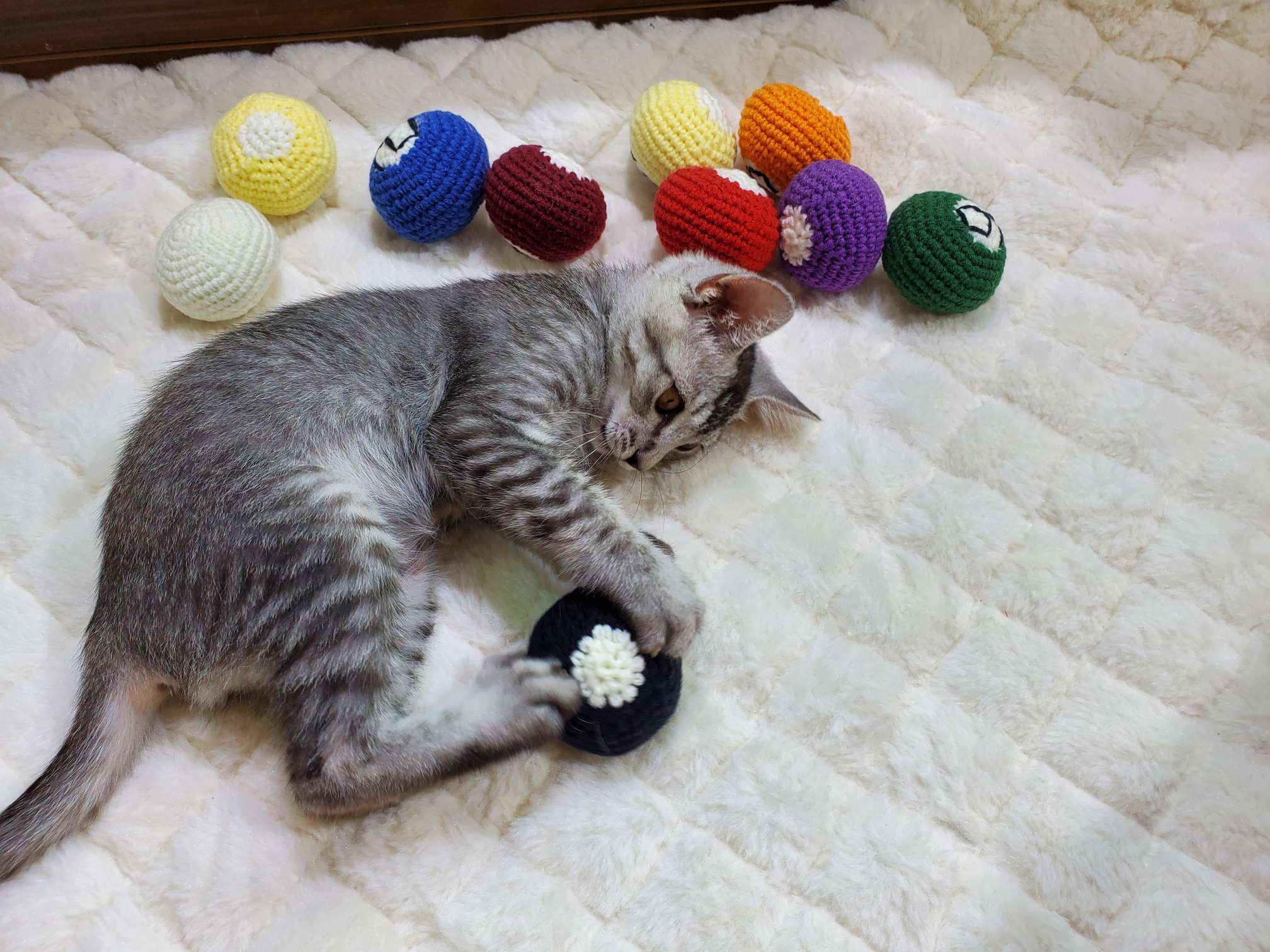 新款猫玩具球逗猫球猫咪自嗨用品手工毛线针织球猫咪耐咬解压小玩具详情图7