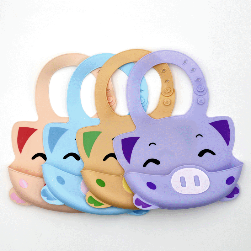 Baby Food Bib Food Pocket Waterproof Bib Baby Drool Towel Large Children's Silicone Bib Food Pocket details Picture