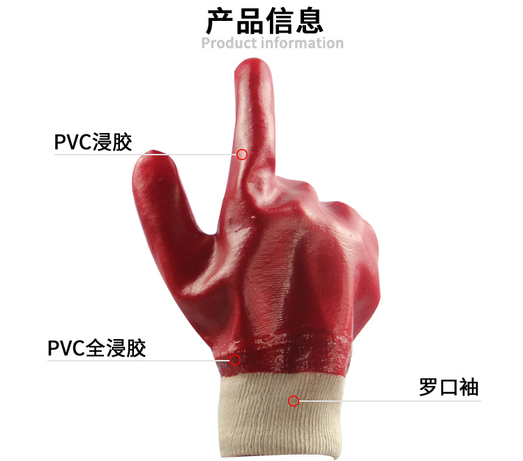 Red Oil Resistant Gloves details Picture