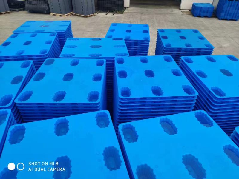 平板九脚吹塑塑料托盘载重2吨120*100细节图