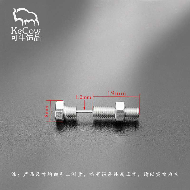 Changsheng Jewelry's personalized and simple titanium steel screw stud earrings are trendy and stylish for men details Picture
