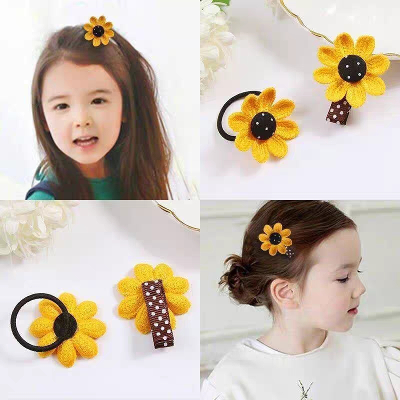 Children's hair accessories Baby sunflower hair rope yellow sunflower little girl side clip hair rope bangs clip hair clip heals thumbnail