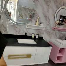 尚高卫浴高端定制岩板浴室柜现代风格轻奢风格橡木油漆