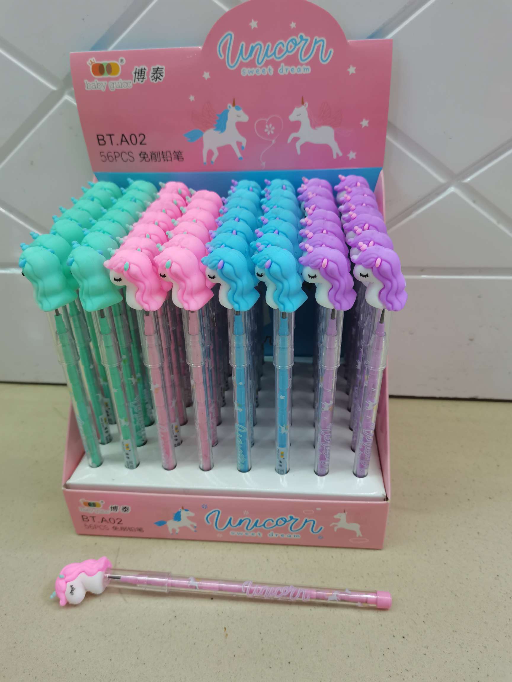 Cartoon unicorn bullet pencil
