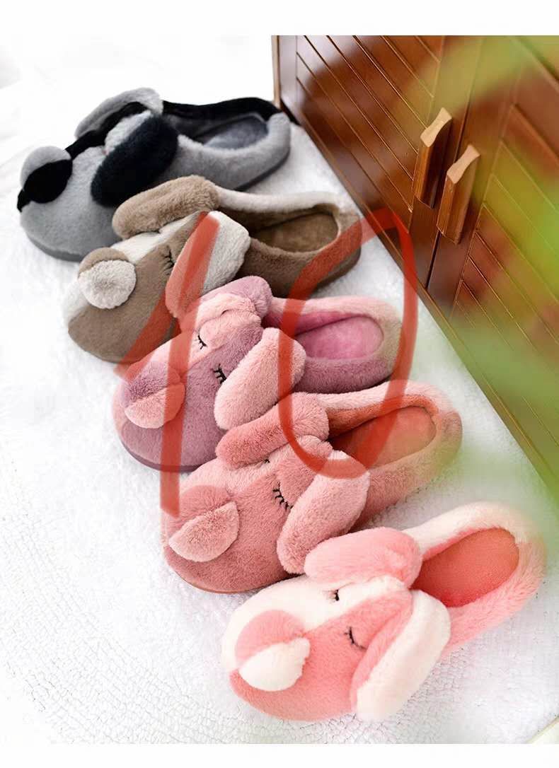 双拼狗狗棉拖鞋