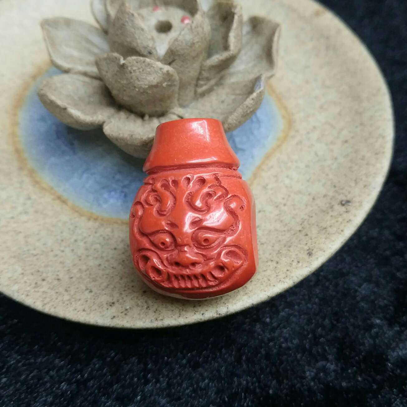 天然丹砂高含量红砂回纹大三通