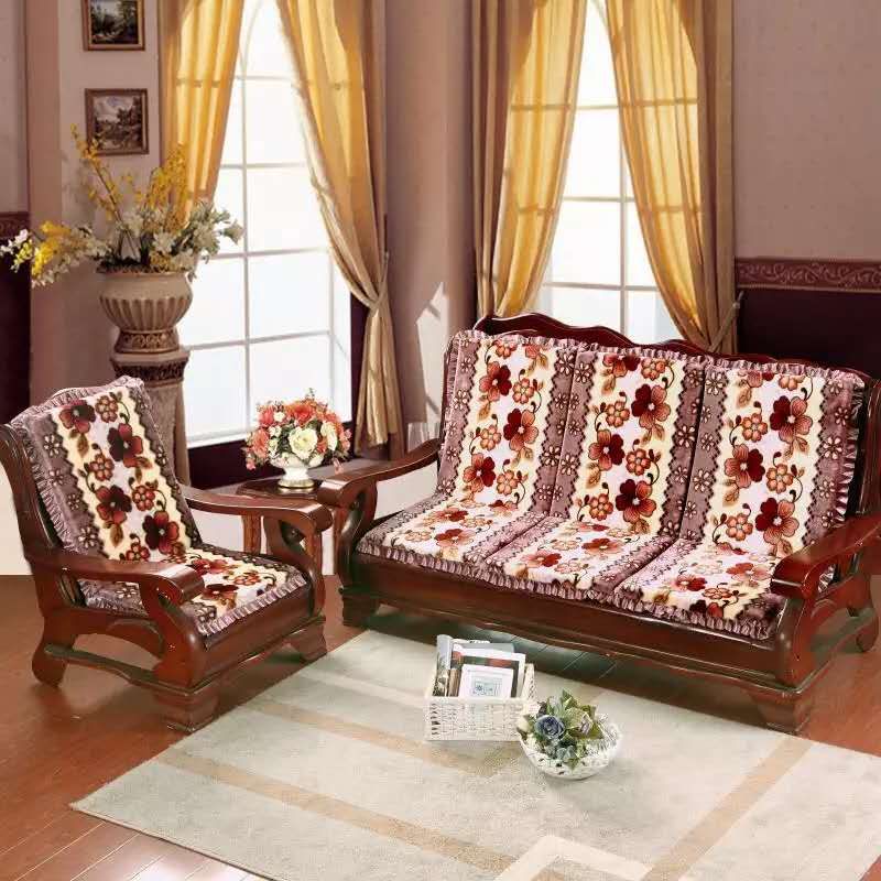 Short Plush Couchback With Sofa Cushion Item Picture