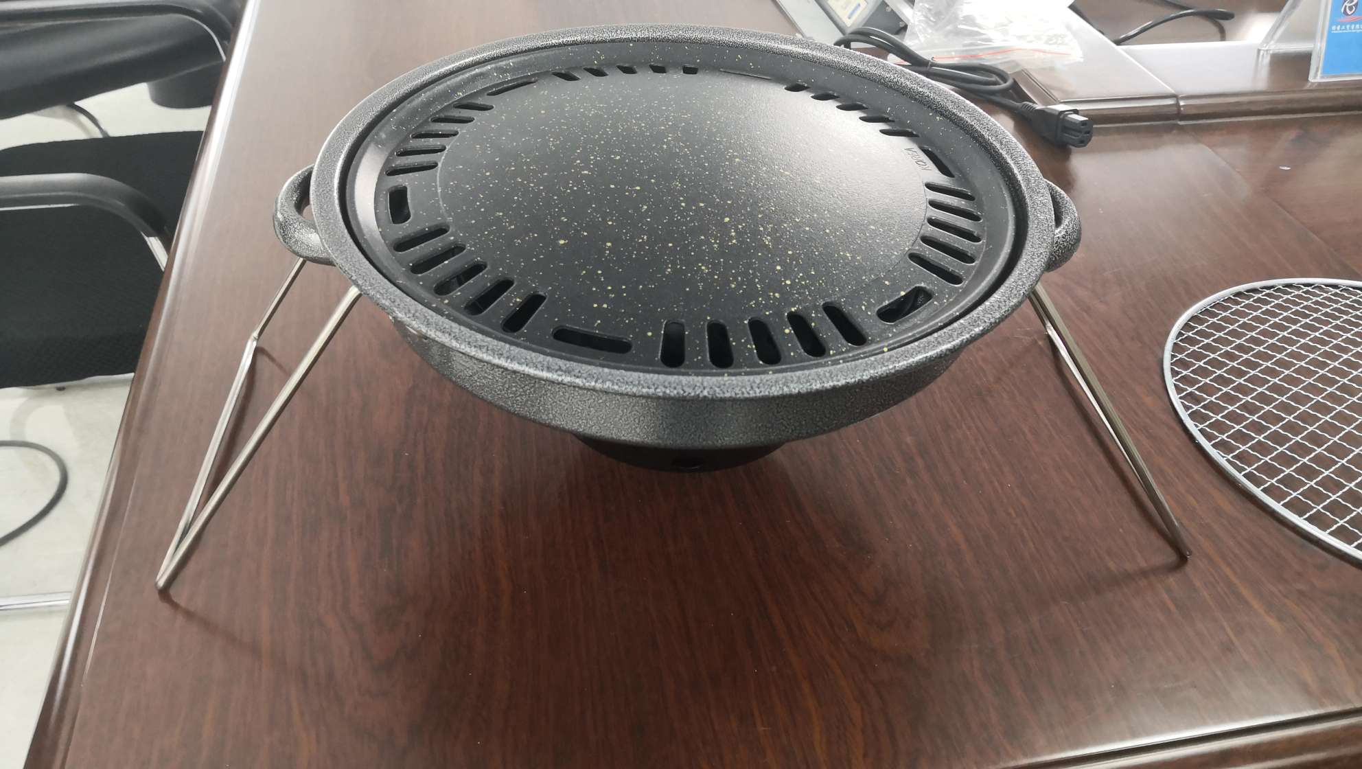 户外烧烤神器圆形木炭烤炉烘焙不粘烤盘家用Pizza烤箱烤网户外烧烤架白底实物图