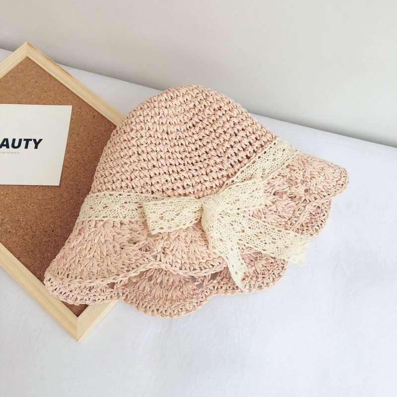 Children's Hats Summer Shade Fisherman Hat Straw Hat 1-2 Years Old Girl Baby Cool Hat Princess Hat 3 Girls Basin Hat 4 Tide details Picture