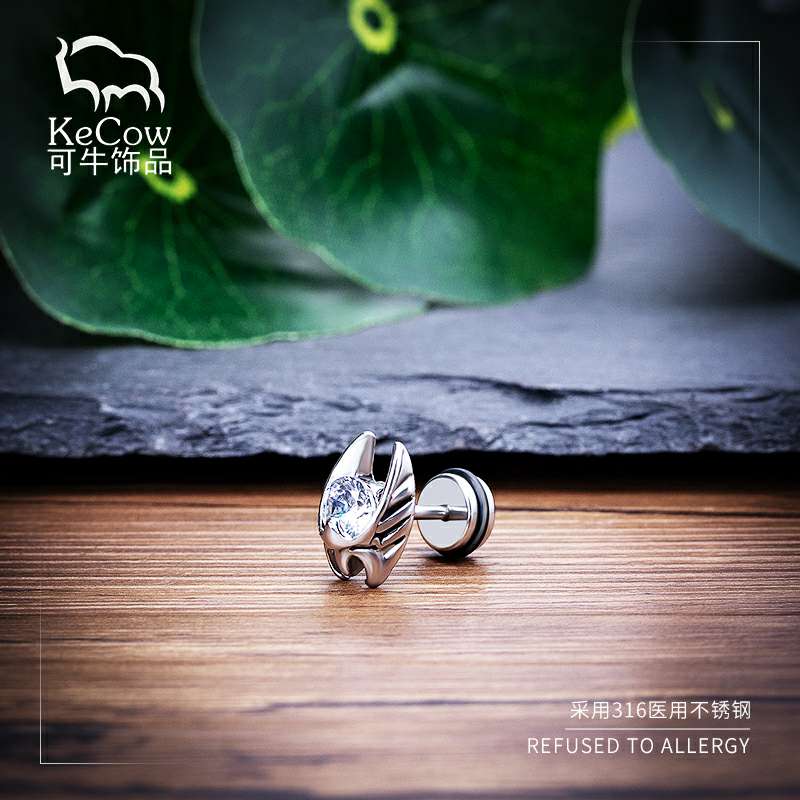 Changsheng Jewelry offers simple and personalized cast titanium steel stud earrings, zircon stud earrings and retro earrings Specification image