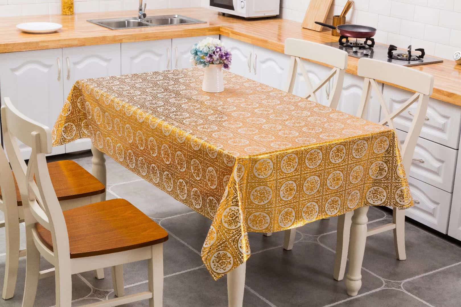Gold-embossed silver table cloth table-cloth thumbnail