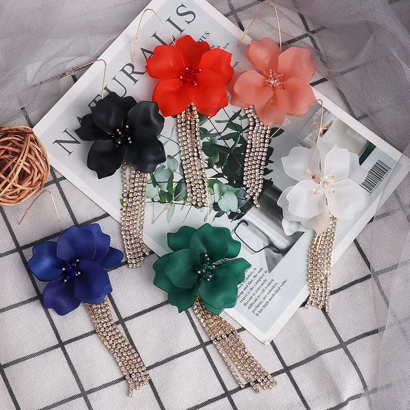 Cross-border flowers for new fashion tassel earrings retro national style European and American popular earrings accessories thumbnail
