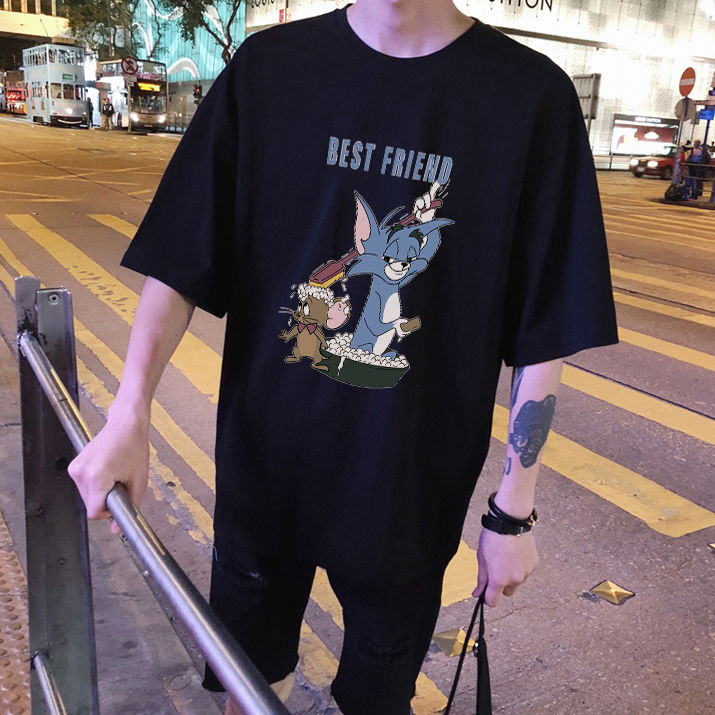 New Spring/Summer 2020 pure cotton short-sleeved T-shirt, Korean-style loose Hong Kong-style ins trendy school style round neck T-shirt