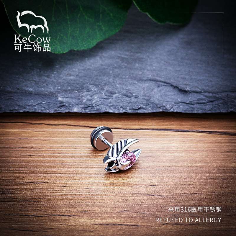 Changsheng Jewelry's unique and simple wing-shaped zirconia titanium steel ear studs and retro earrings Application Scenario