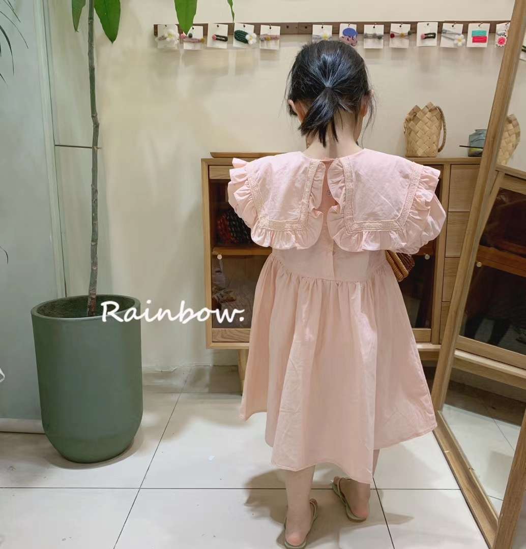 夏款韩版粉色连衣裙图