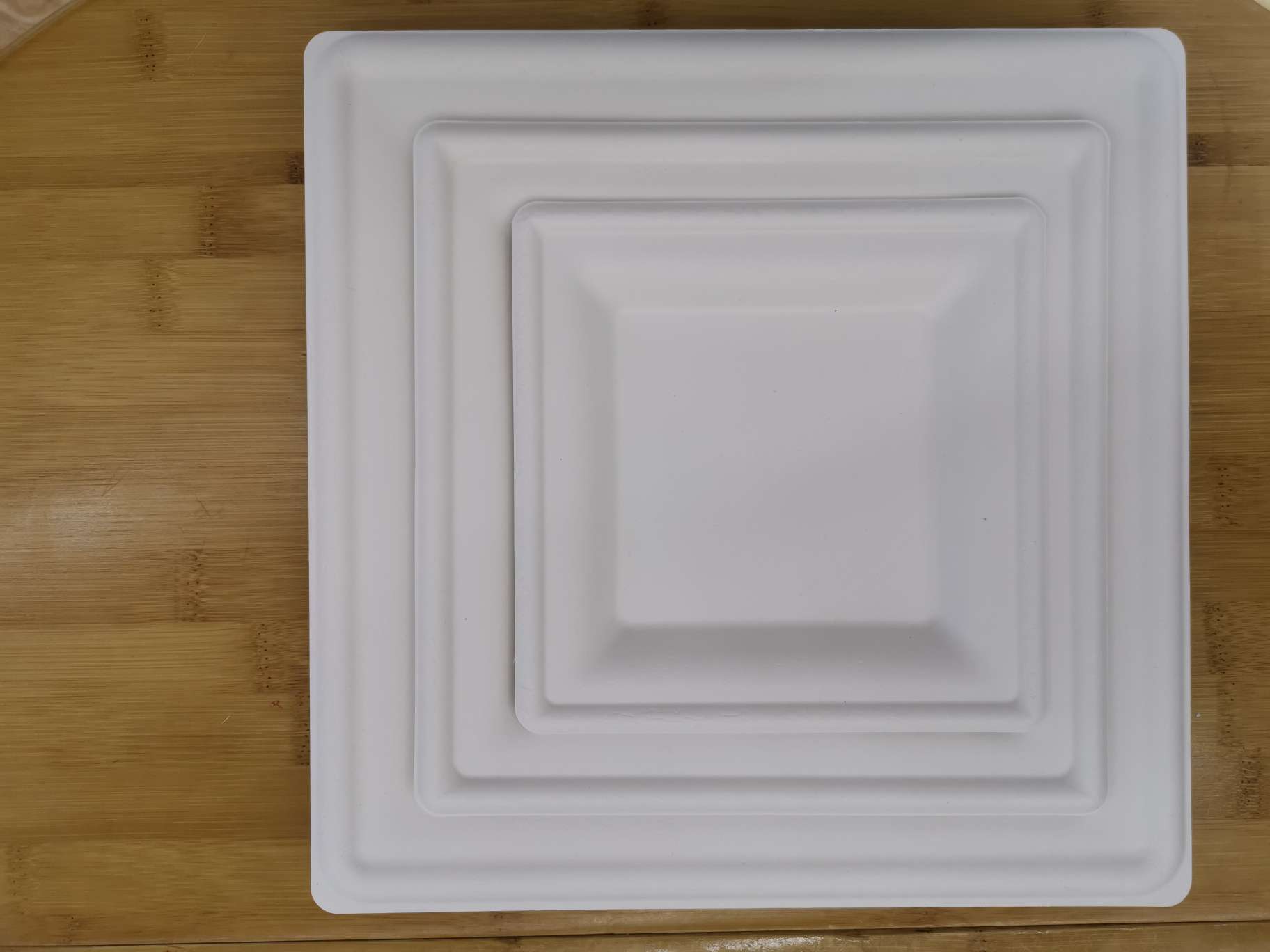 Disposable square sugarcane pulp dinner plate
