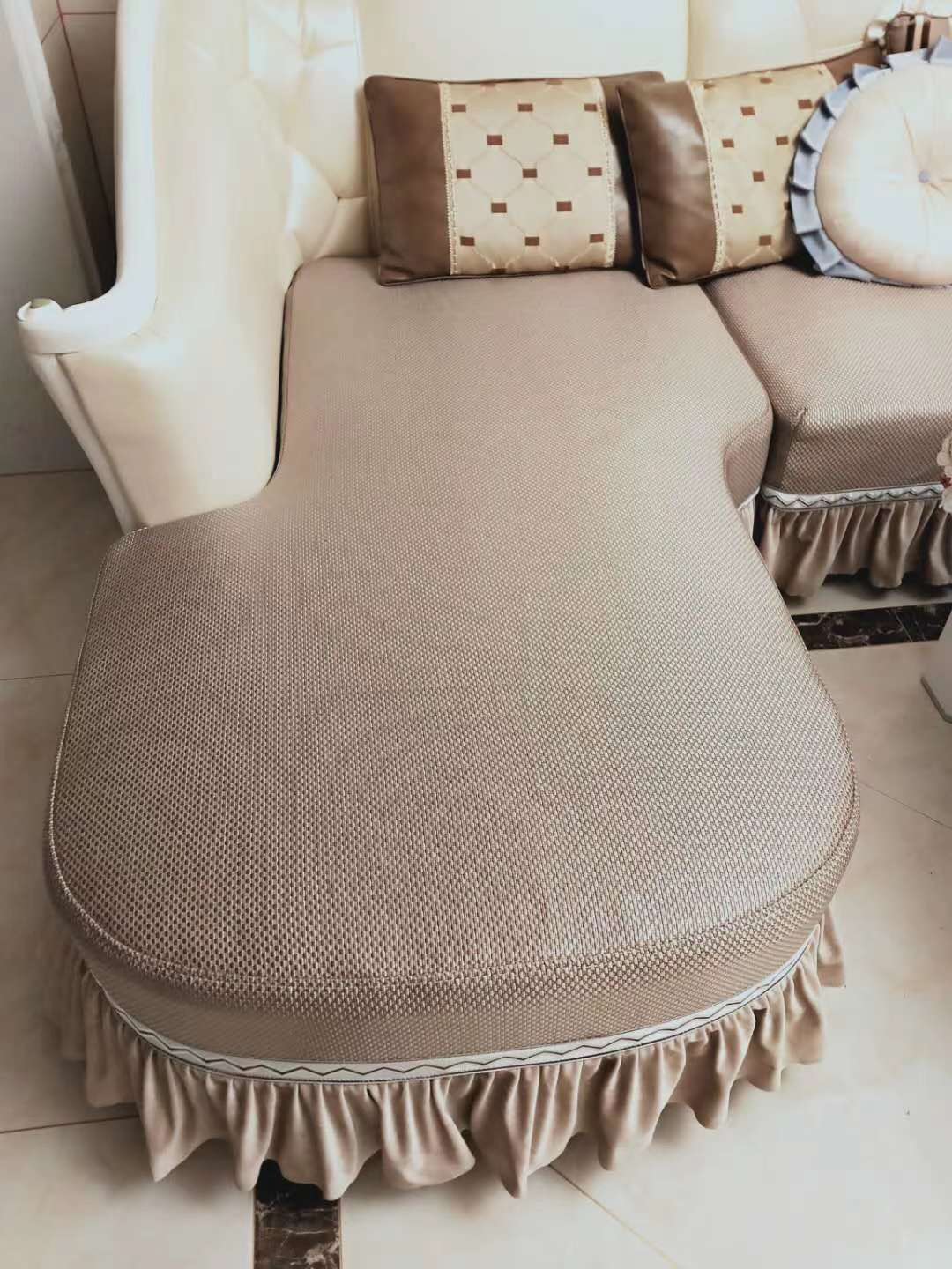 冰藤沙发垫沙发布艺沙发垫配套雪尼尔意大利绒荷兰绒私人订制全包半包白底实物图
