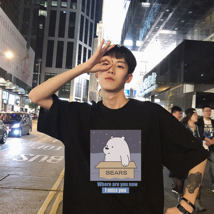 2020春夏季纯棉短袖T恤新款韩版宽松港风ins潮学院风潮流圆领体恤y