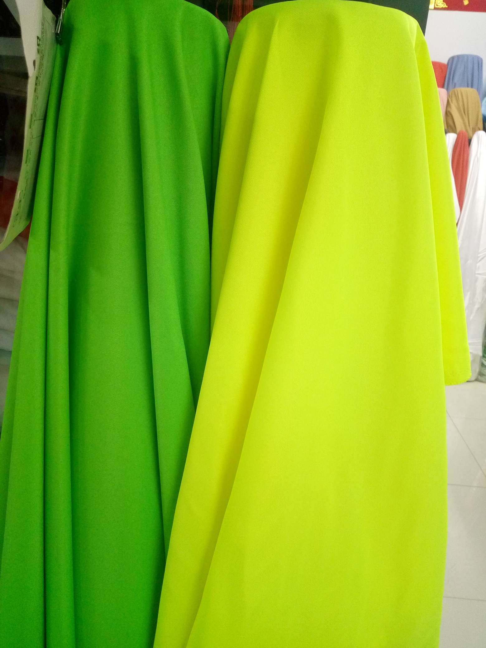 Fluorescent yellow twill fabric