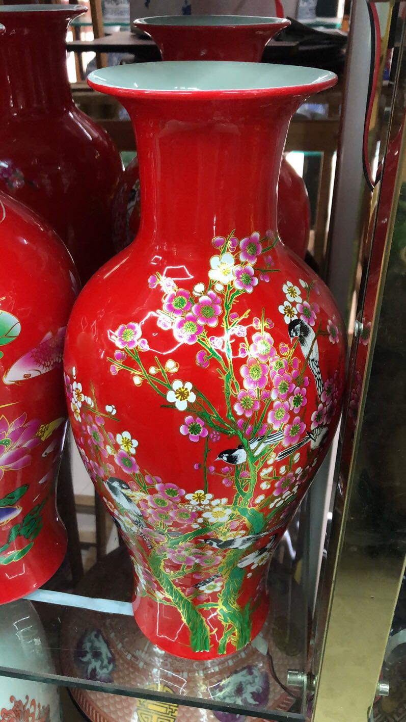 陶瓷/招财猫前台/陶瓷花/直筒陶瓷花瓶/陶瓷花瓶白底实物图