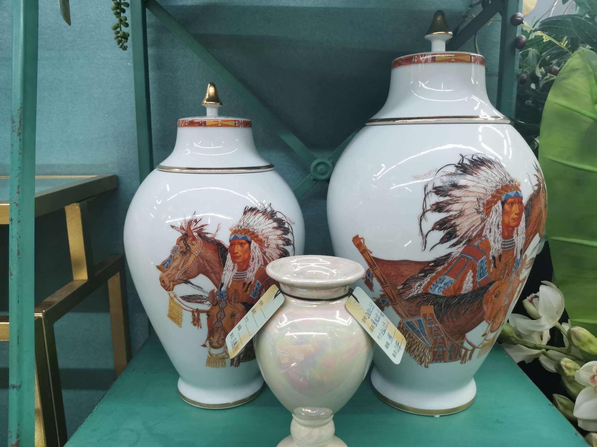Double ceramic images of Native Americans