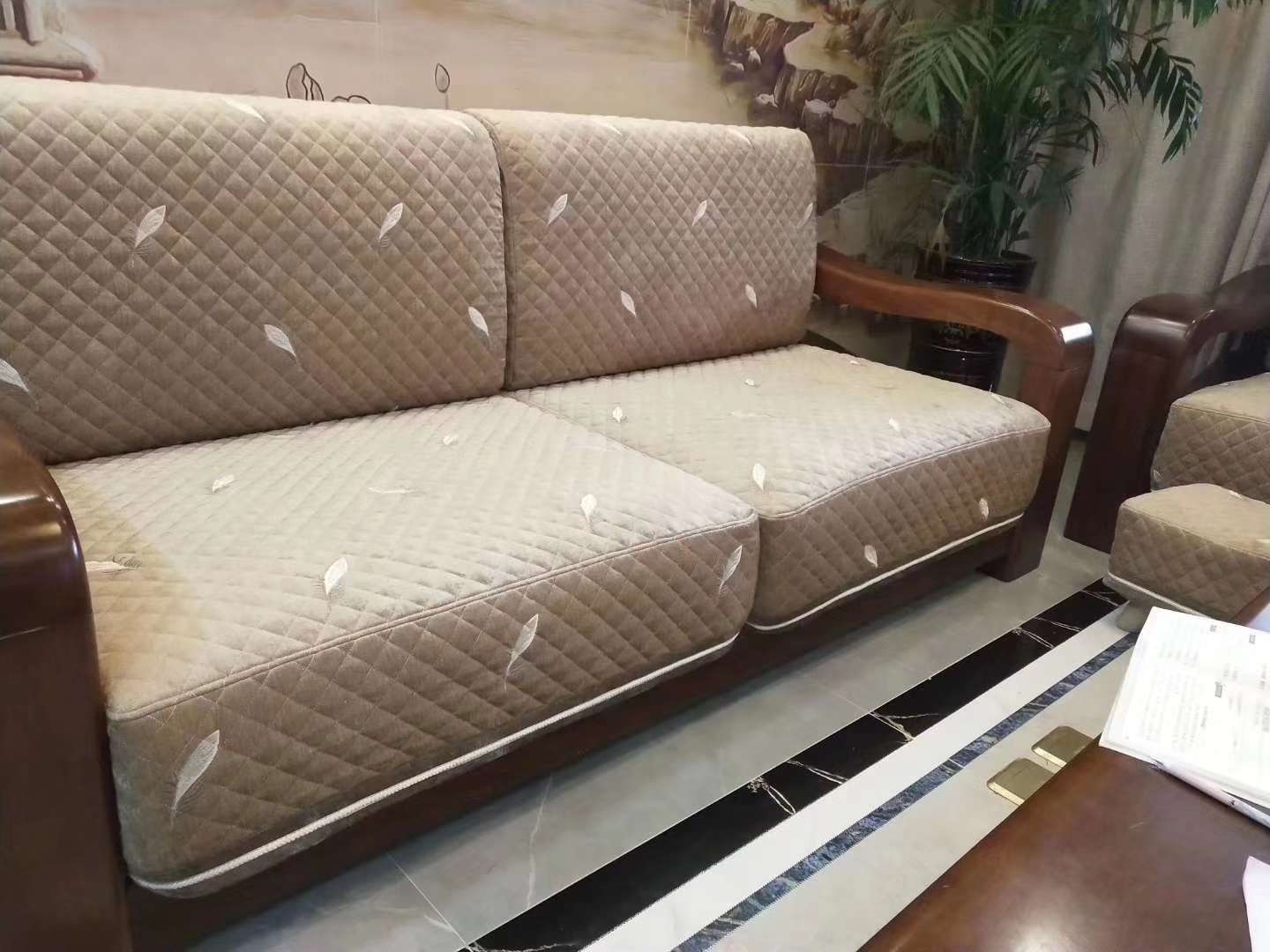 咖啡色吉光凤羽沙发垫沙发布艺沙发垫配套雪尼尔意大利绒荷兰绒私人订制全包半包