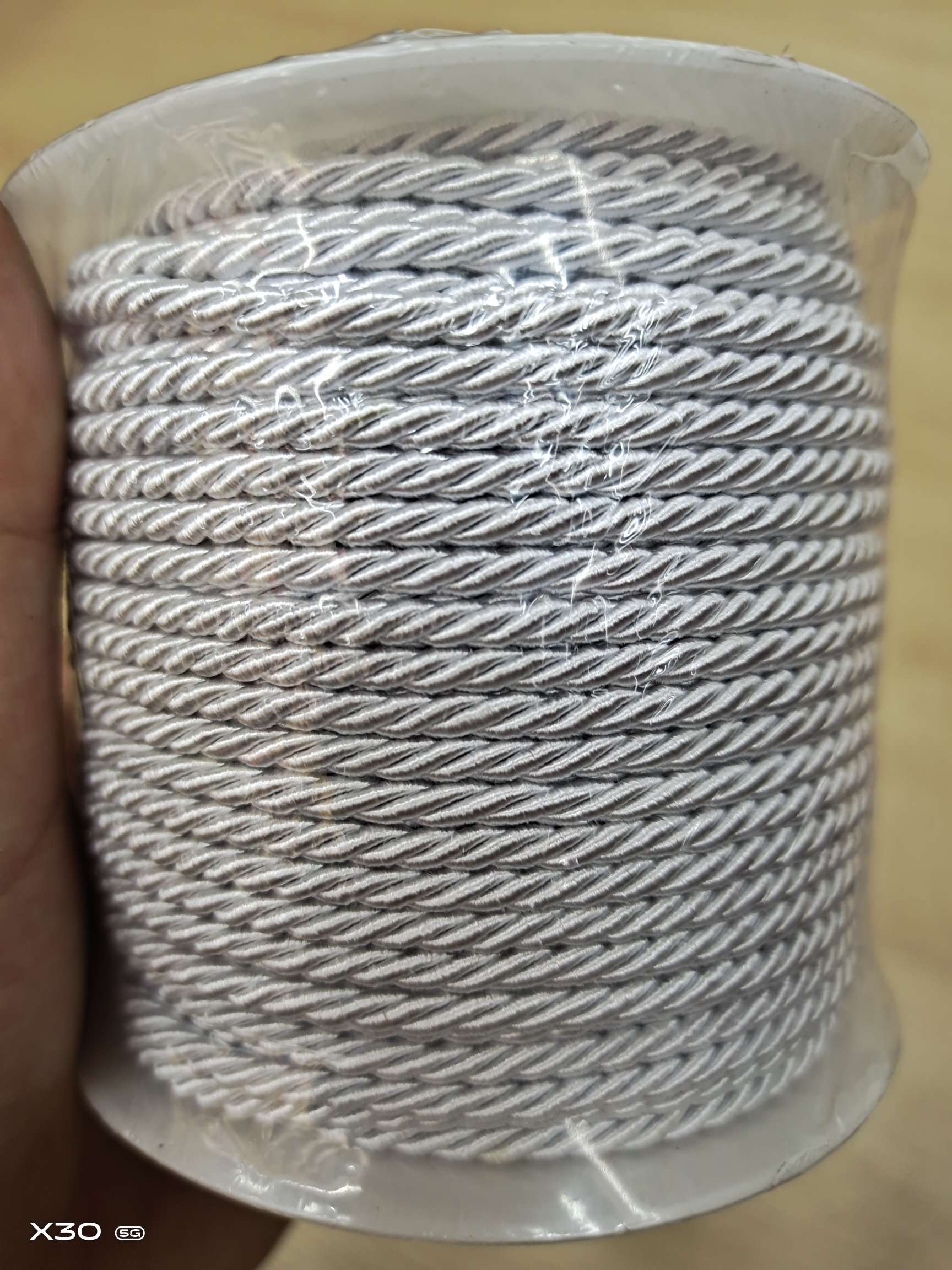 3mm single-color light pink polyester three-strand rope for clothing accessories