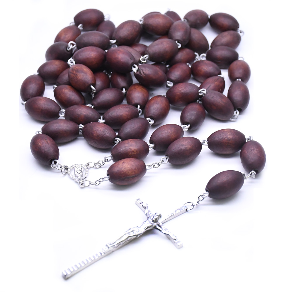 百优酒红色大枣珠挂墙念珠项链装饰十字架Wall Rosary