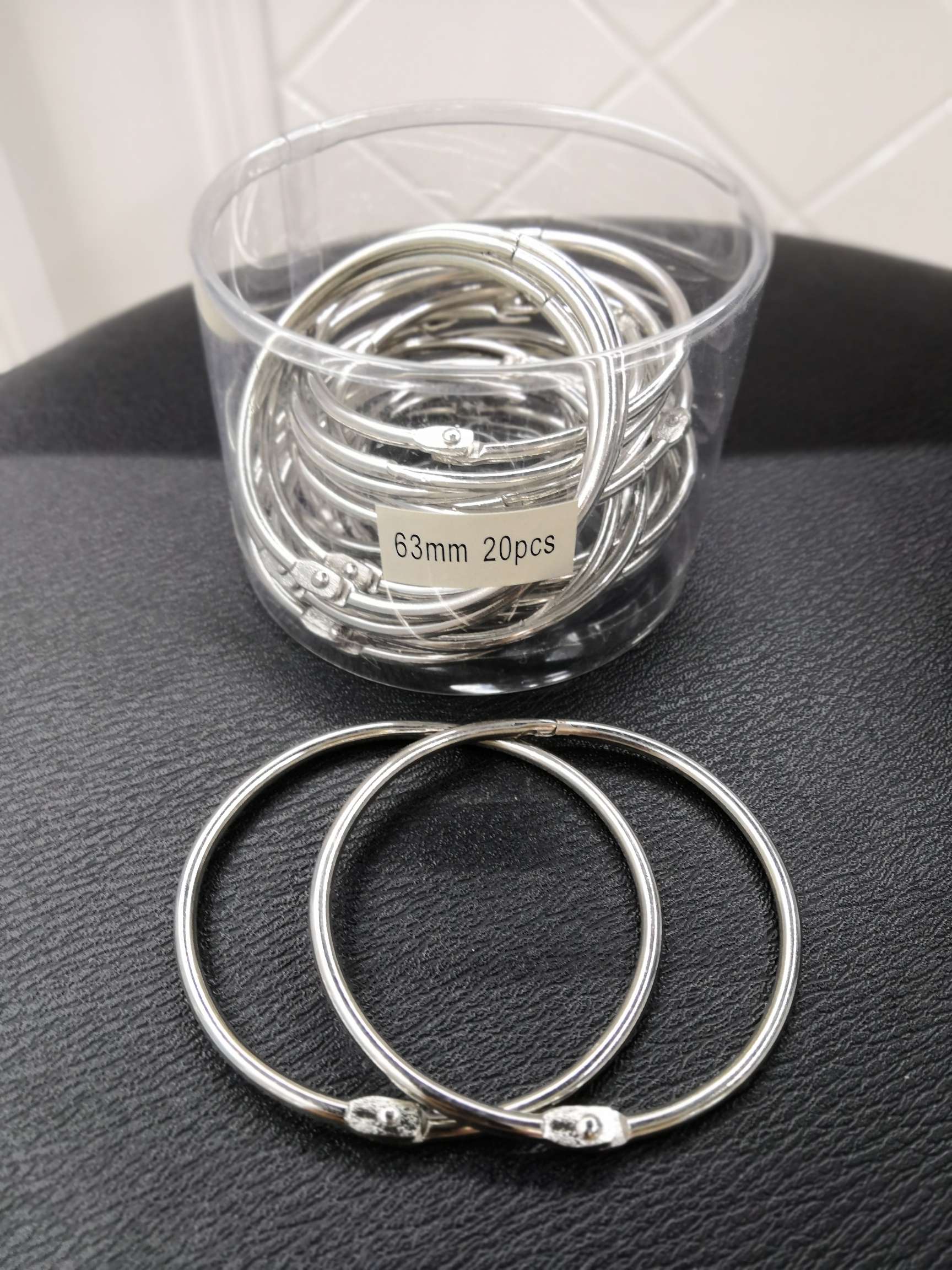 义乌好货～厂家直销优质筒装63mm书圈卡圈装订铁圈活页圈开口环金属铁圈活动相册开活页圈五金箱包配件浴帘圈DIY装订环