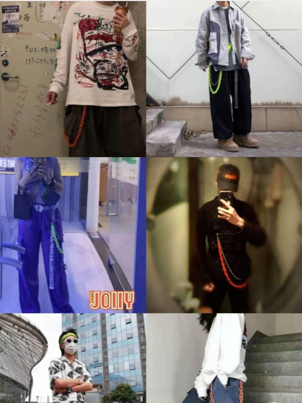 2020新款树脂链裤子链条韩绿色荧光裤链ins潮牌嘻哈裤腰链子挂链